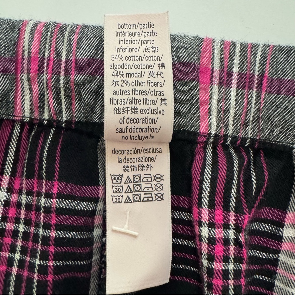 Victoria's Secret Plaid Lightweight Flannel Pajama Pants Black Pink White XXL - Picture 7 of 15